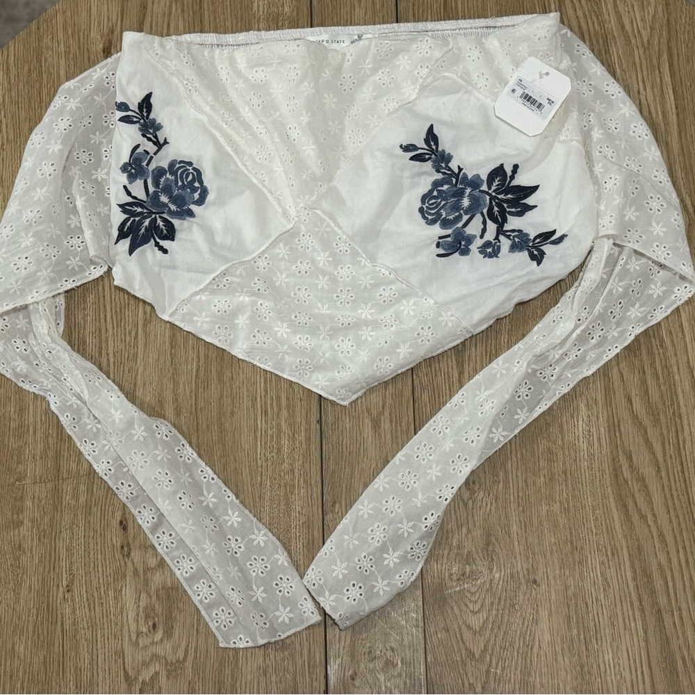 Altar'd State Ivory Floral Lace Blouse